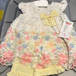 Girls 18 month nwt new flowers lace Gigham bottoms fancy spring Easter formal